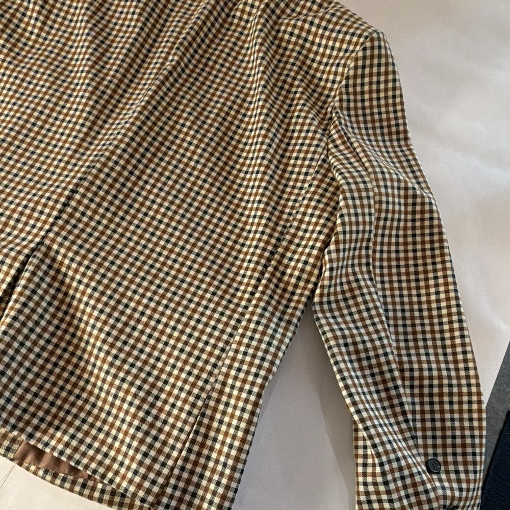 Moon River Women's Check Double-Breasted Lined Blazer Brown Beige M - Picture 11 of 13